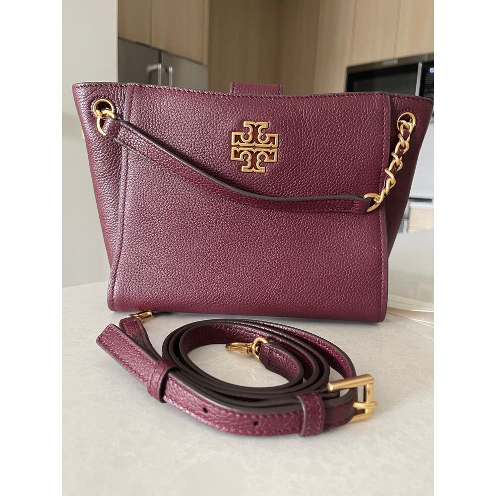 Tory Burch Britten Mini Tote w/ Shoulder Strap (Claret)